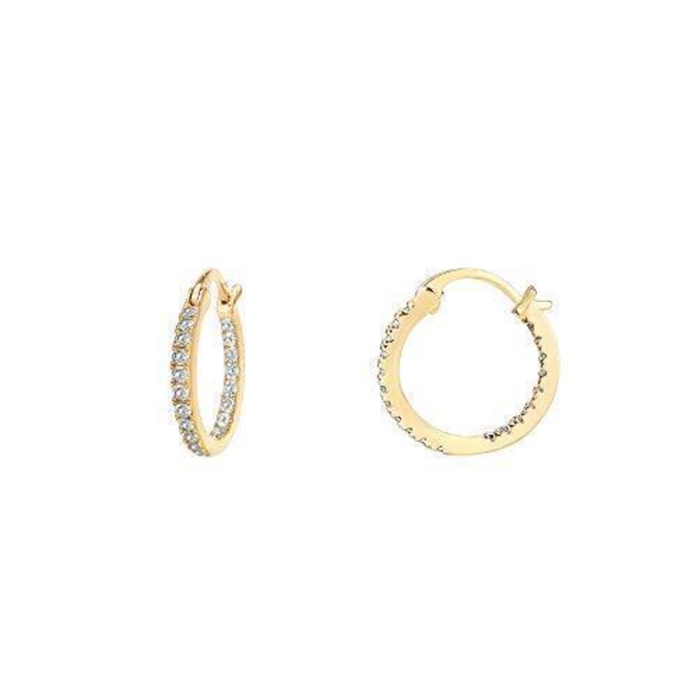 8764 18K Gold Vermeil 925 Sterling Silver Post Cubic Zirconia Hoop Earrings